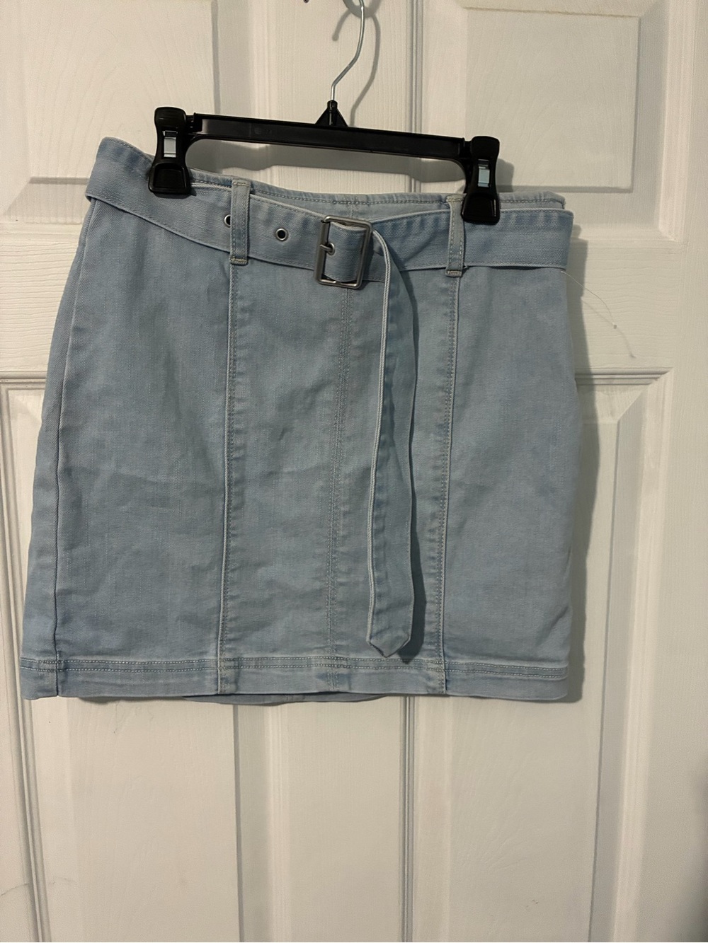 PacSun Pale Blue Denim Belted Mini Skirt
